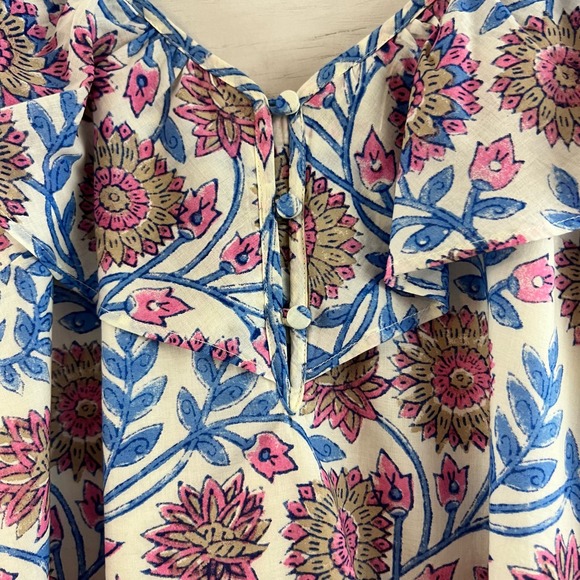 J. Crew Floral V Neck Cap Sleeve Top Size S - Picture 5 of 11